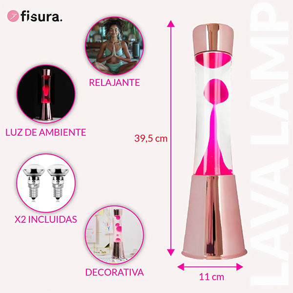 Rose Gold Lava Lamp with Clear Liquid and Magenta Lava