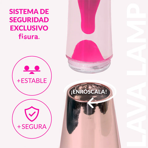 Rose Gold Lava Lamp with Clear Liquid and Magenta Lava