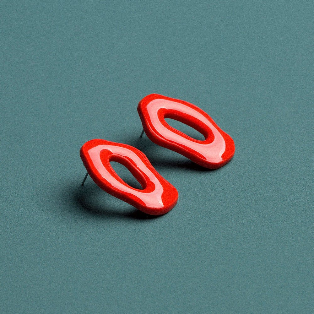 Boucles d'oreilles ovales rouges