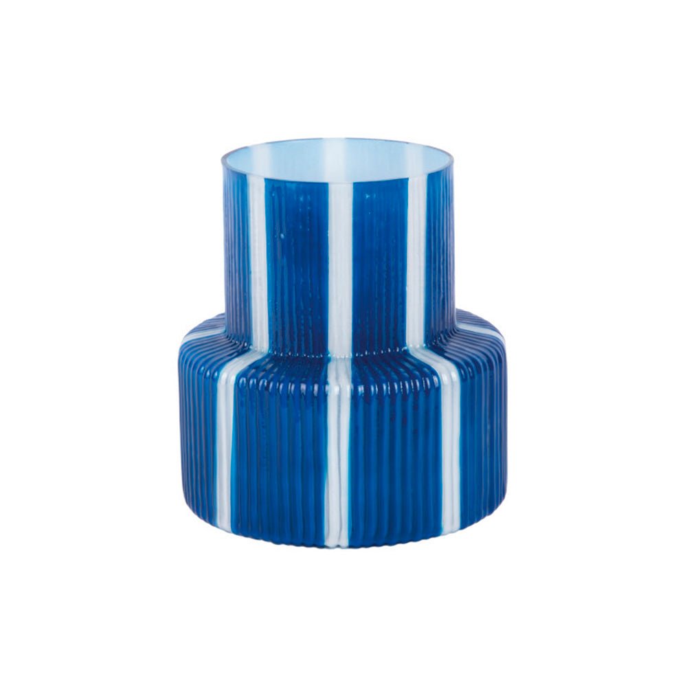 Vase Rayé Rétro Large Bleu Cobalt