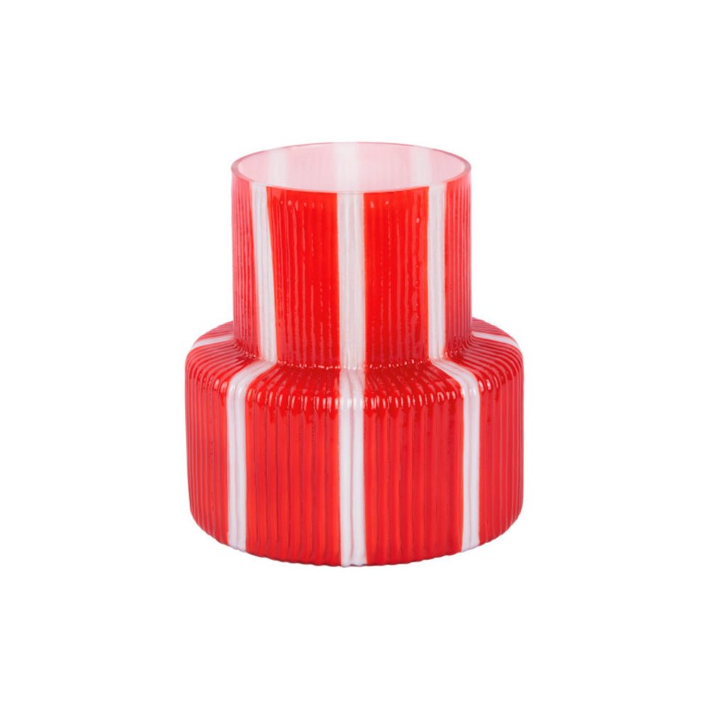 Vase Rétro Rayé Large Rouge Écarlate