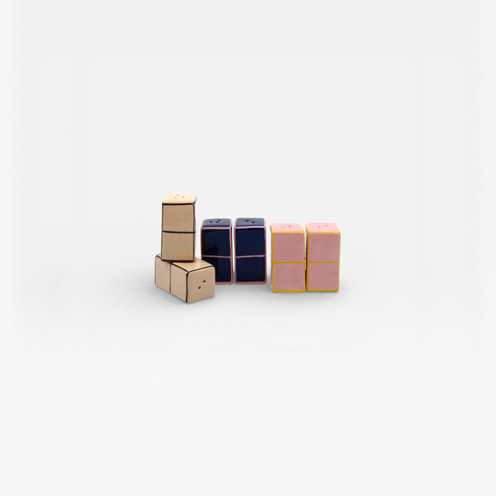 Set Salero Pimentero Tile Rosa / Amarillo