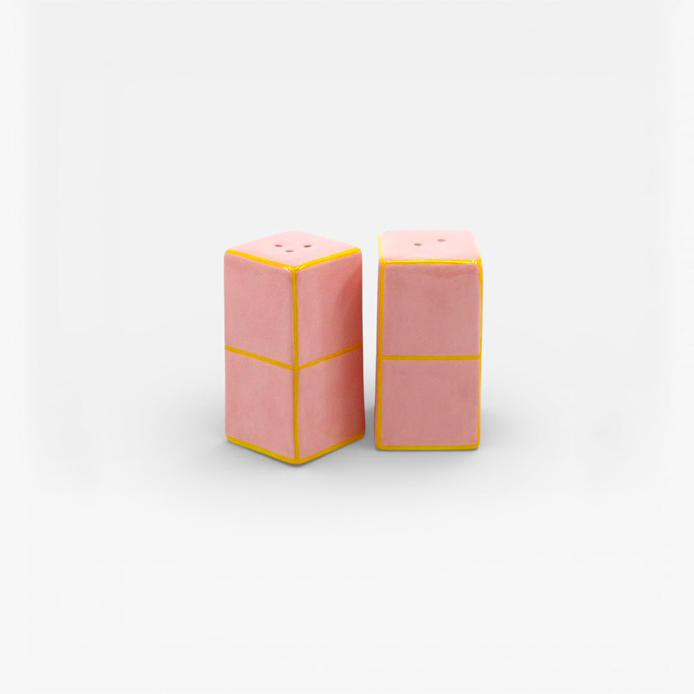 Set Salero Pimentero Tile Rosa / Amarillo