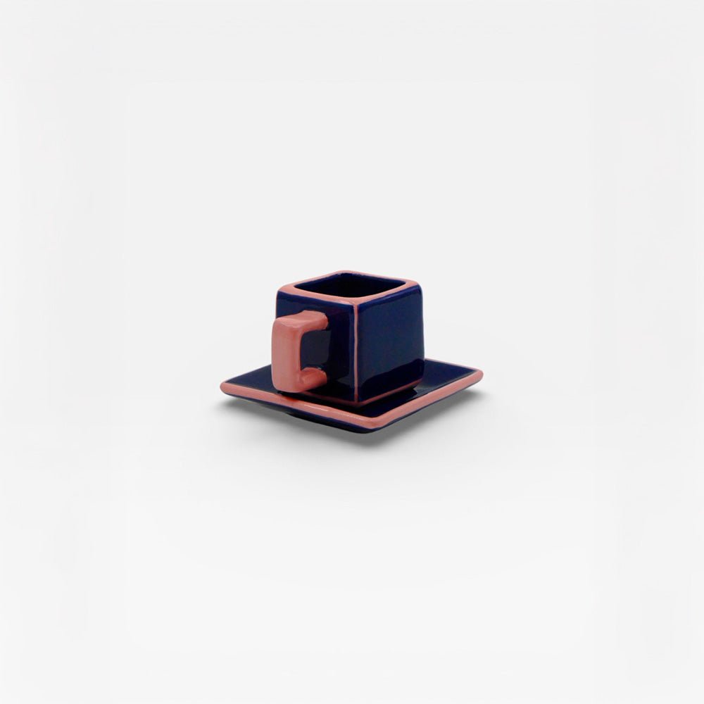 Tasse et Soucoupe à Café Bleu / Rose (lot de 2)