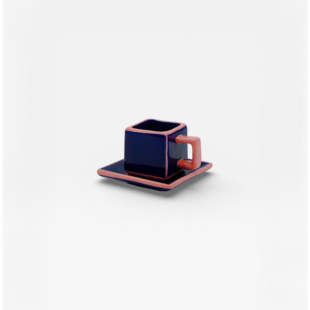 Tasse et Soucoupe à Café Bleu / Rose (lot de 2)