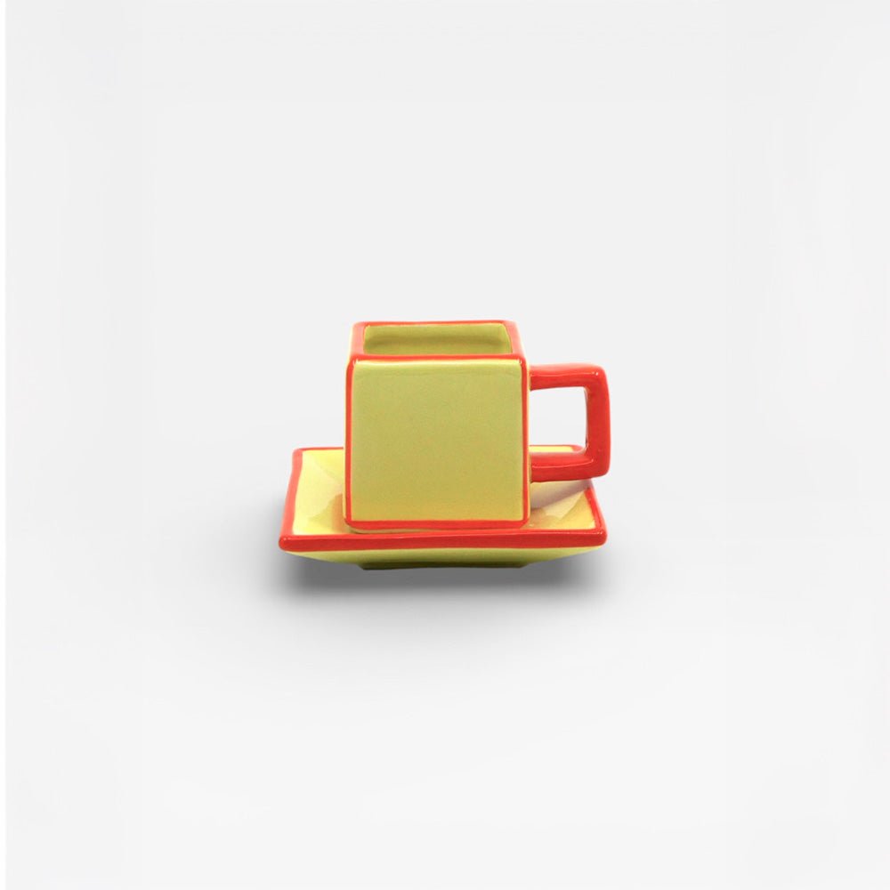 Taza y Plato de Café Amarillo / Naranja (set de 2)