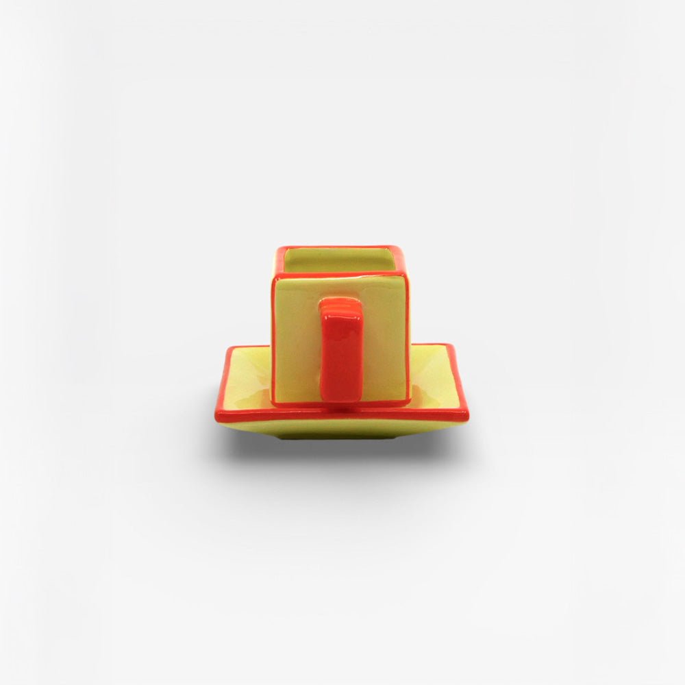 Taza y Plato de Café Amarillo / Naranja (set de 2)