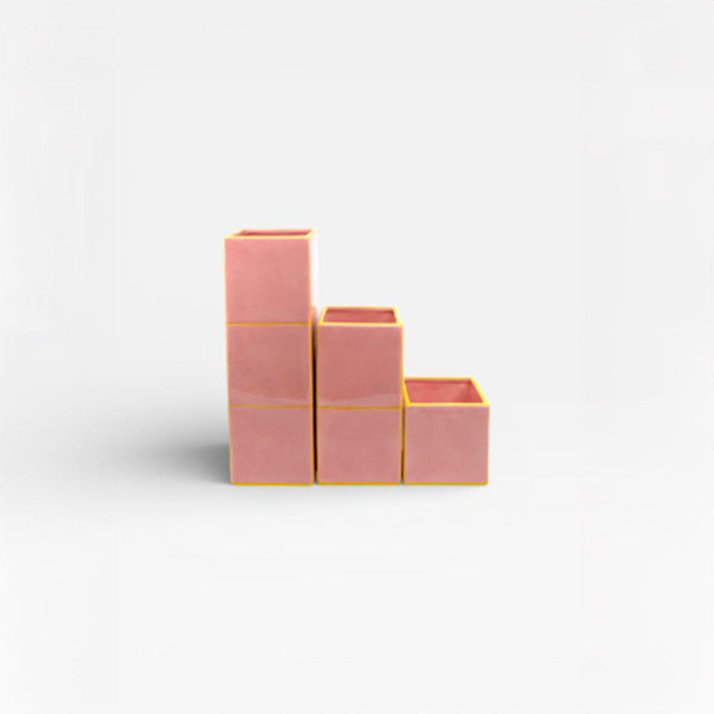 Jarrón Tile Simple Rosa / Amarillo