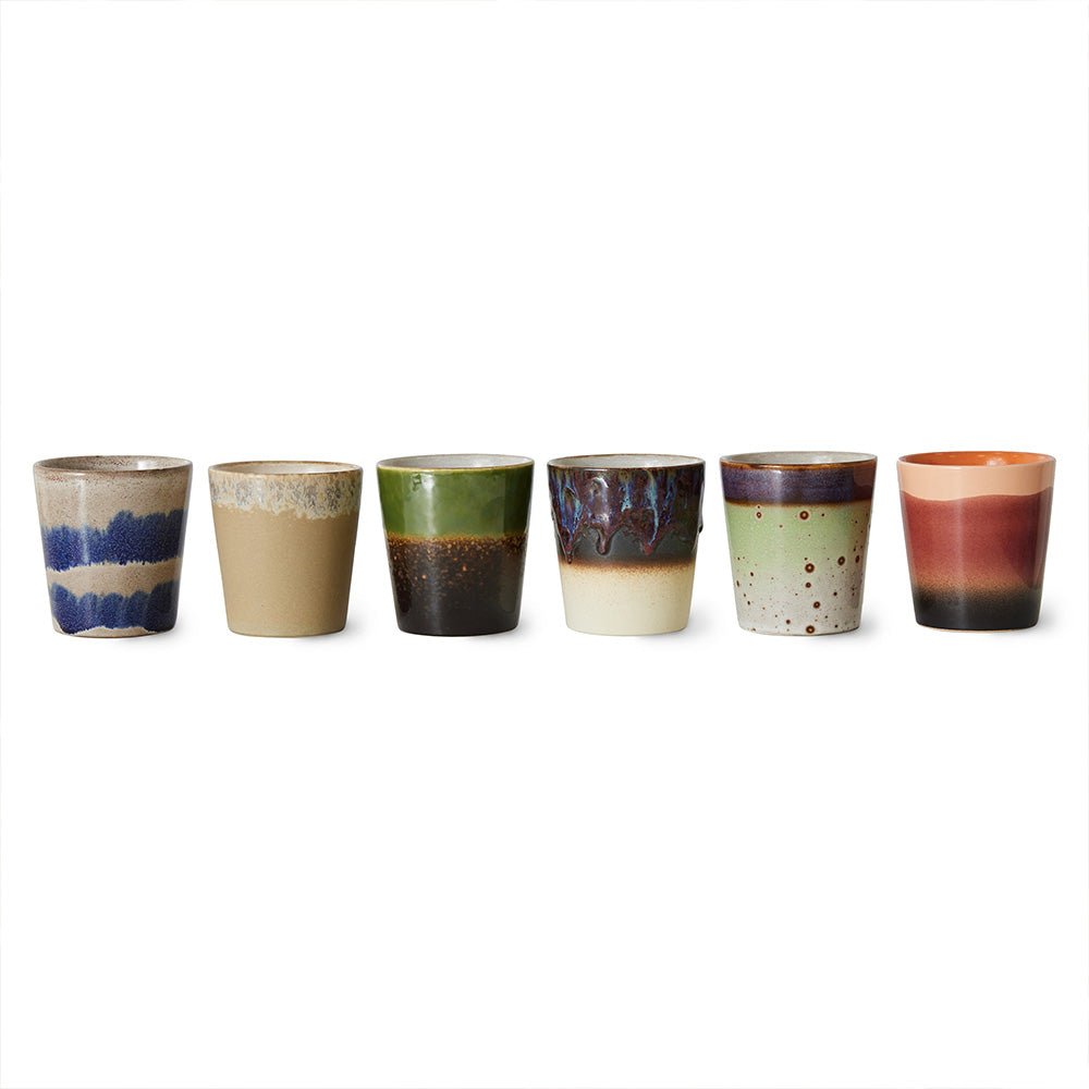 70s Ceramic Coffee Mugs Grounding (set of 6)