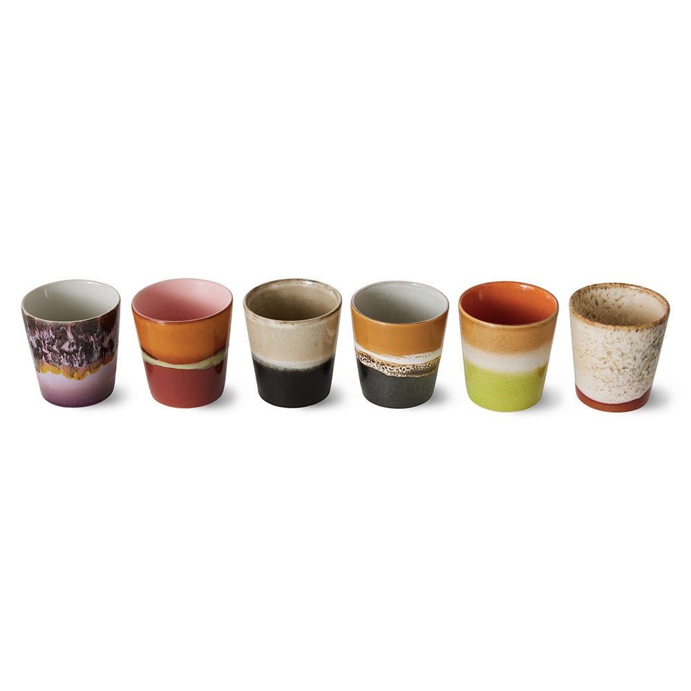 70s Ceramic Coffee Mugs Soil (set of 6)