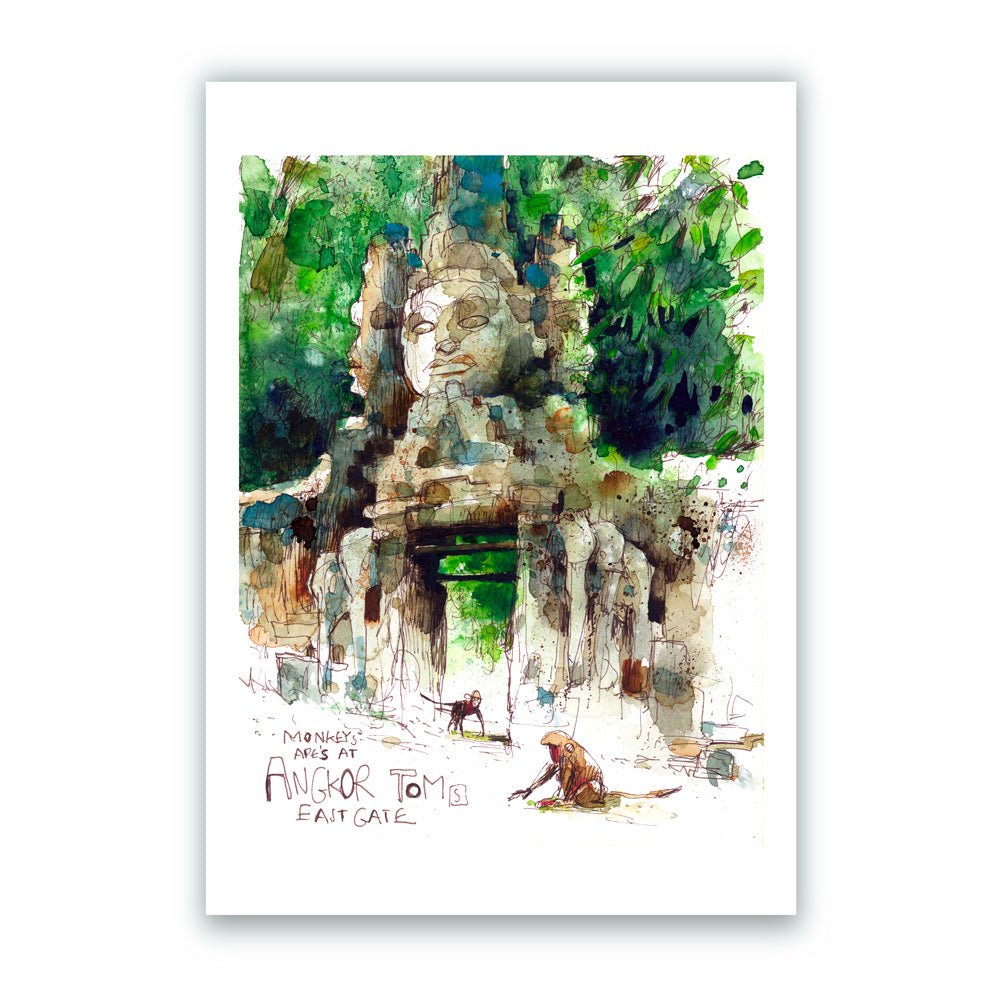 East Gate Bayon Angkor Cambodia Giclée Print A4