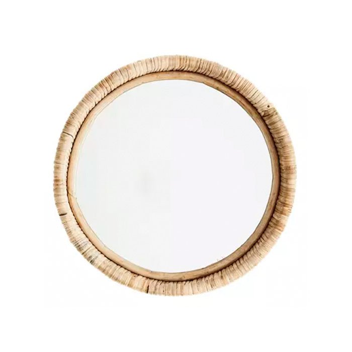 Espejo Redondo Con Marco De Bambú