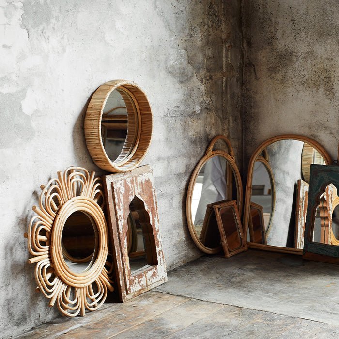 Espejos decorativos redondos de bambú Beire - Konzept Store®