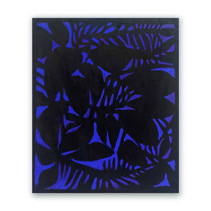 Blue Flowers Pattern on Black Velvet