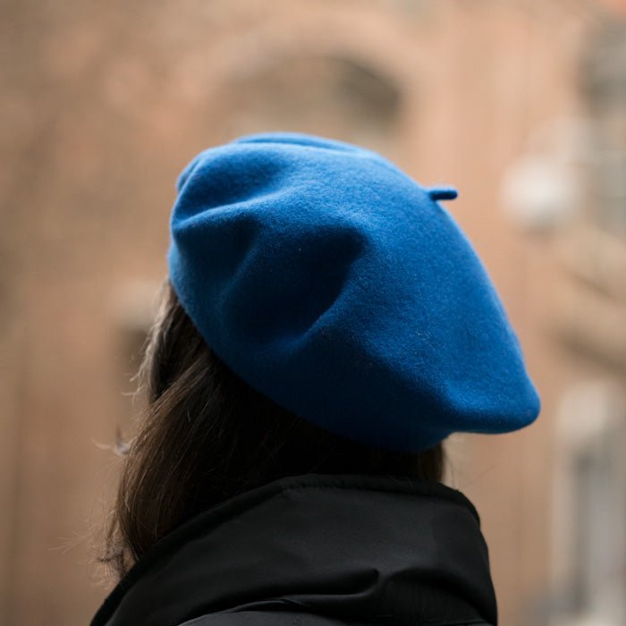 Dame Merino Wool Beret with Lining Blue 68