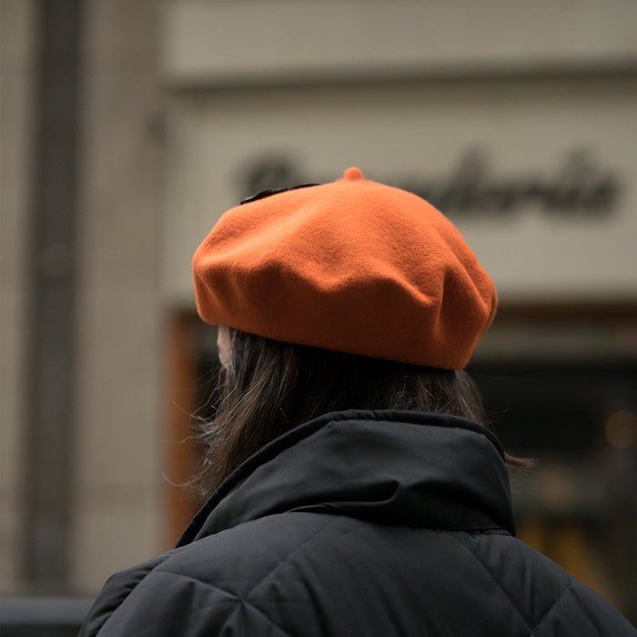 Dame Merino Wool Beret with Lining Orange 80