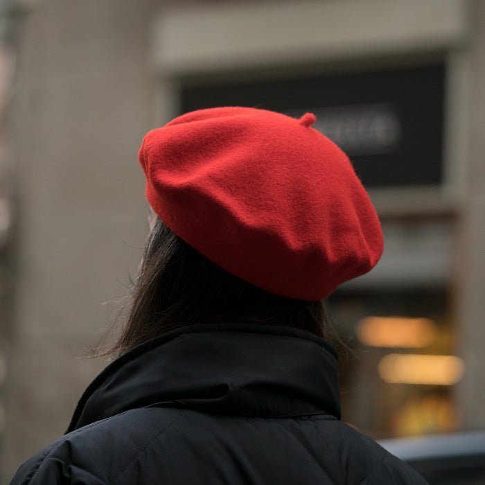 Dame Merino Wool Beret with Lining Red 44