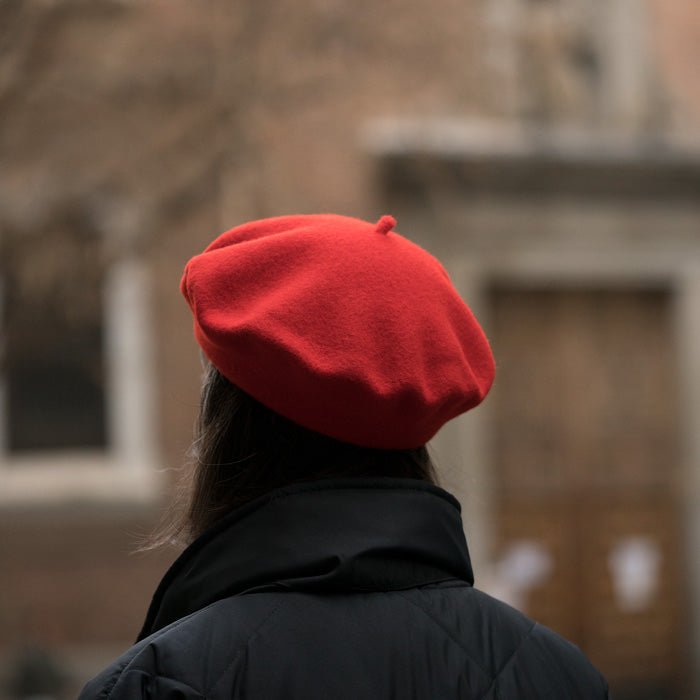 Dame Merino Wool Beret with Lining Red 44