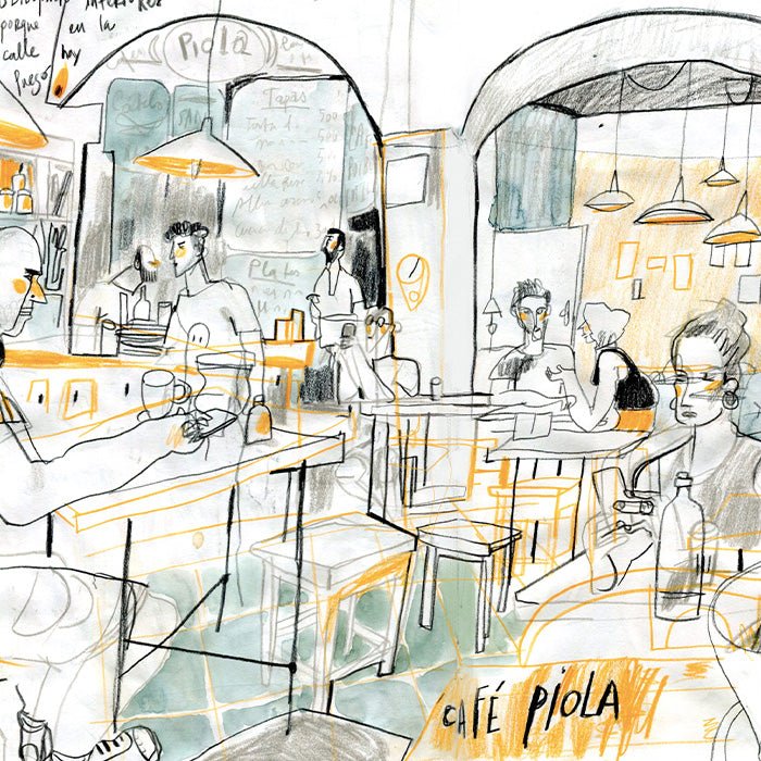 Cafe Piola Giclée Print A4