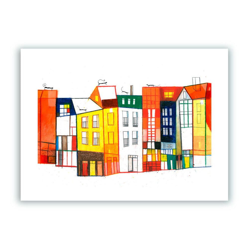 Casas de Colores Impresión Giclée A3