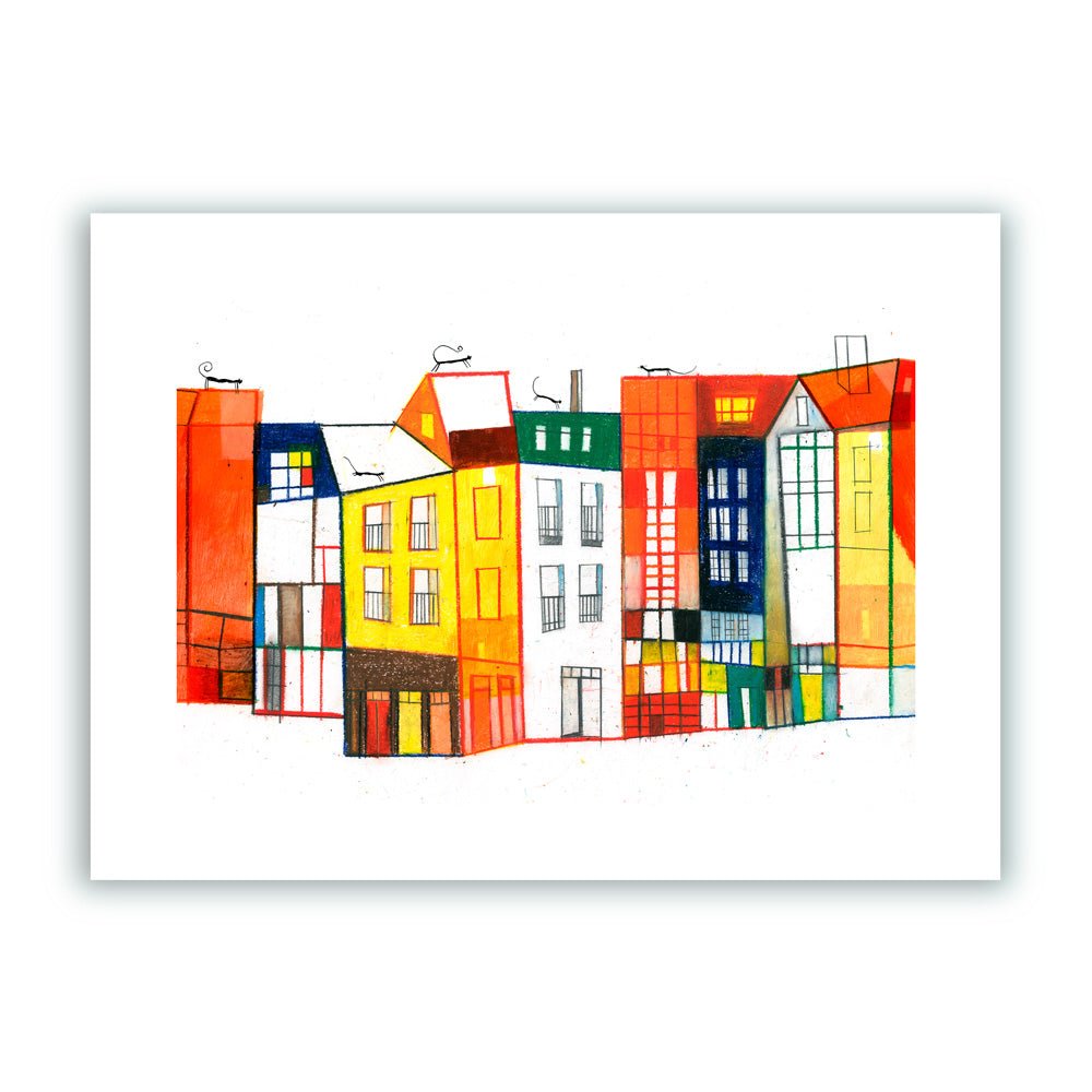 Casas de Colores Impresión Giclée A5