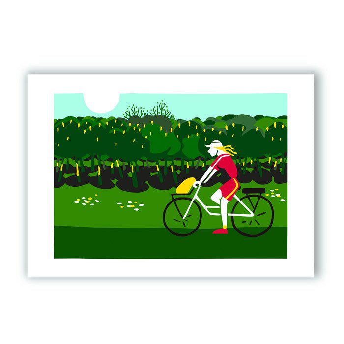 Cycliste au printemps A4 Giclée Print