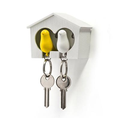 Duo Sparrow Key Ring Yellow White