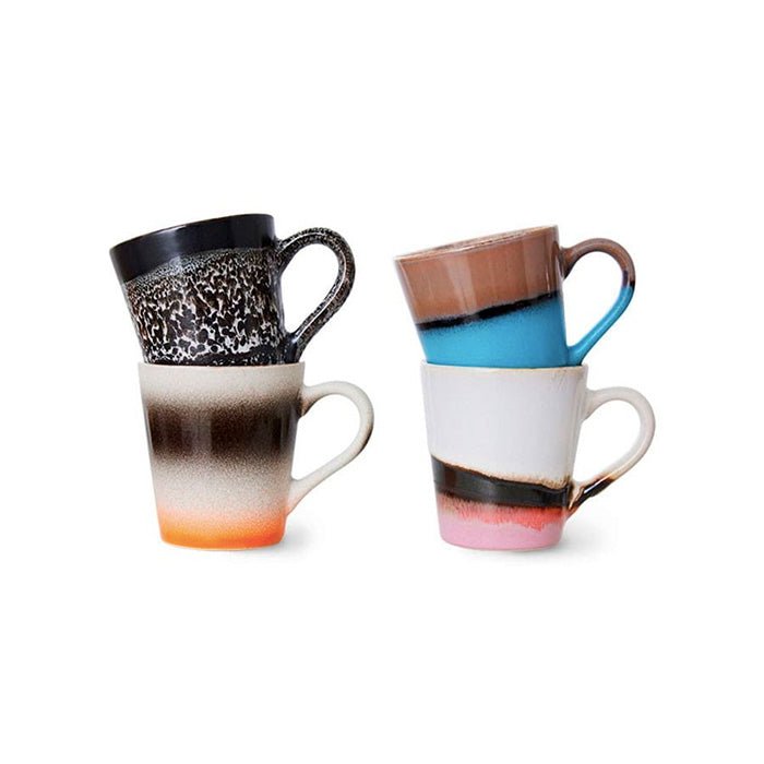 70s Ceramics Espresso Mugs Funky (set of 4)