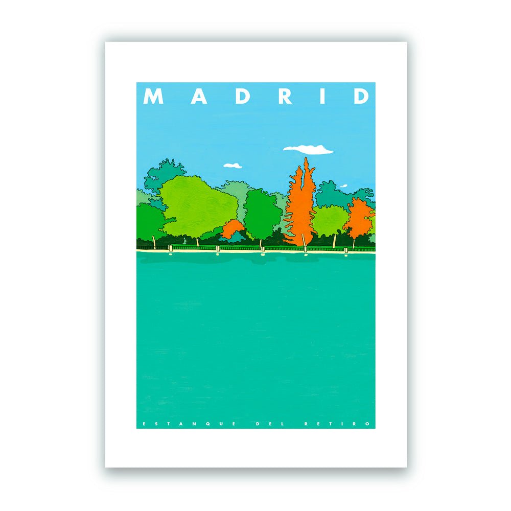 Madrid - Étang du Retiro A4 Giclée Print