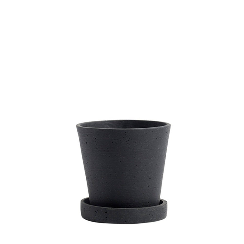 Pot de fleurs avec soucoupe noir S (11x10,5cm)