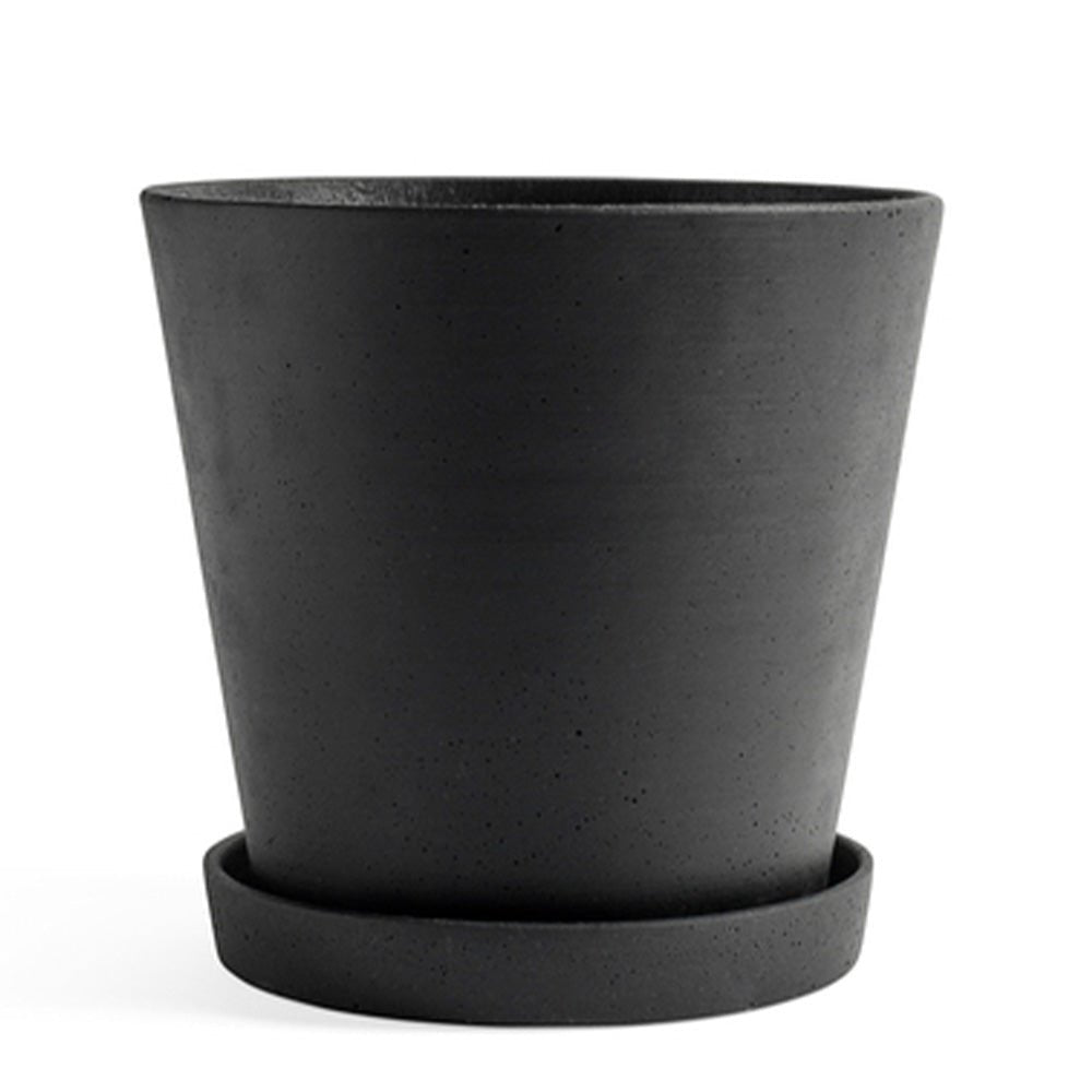 Pot de fleurs avec soucoupe noir XXL (26x24,5cm)