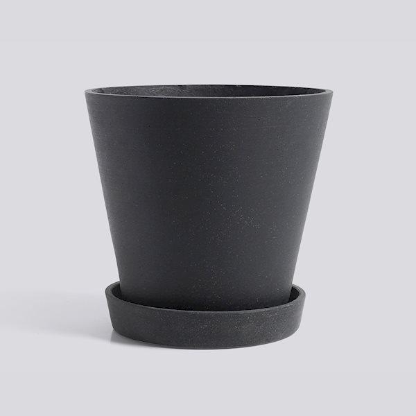 Pot de Fleurs avec Soucoupe Noir XL (21,5x20cm)