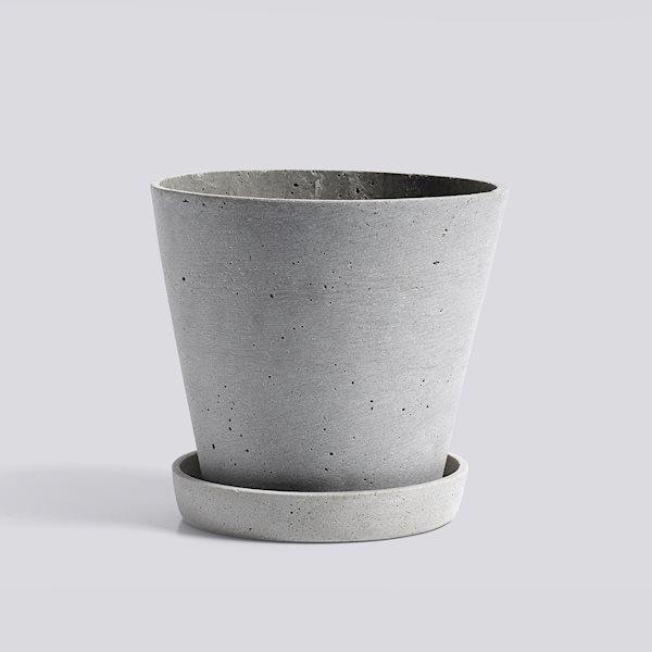 Flowerpot with Saucer Grey L (17,5x16,5cm)