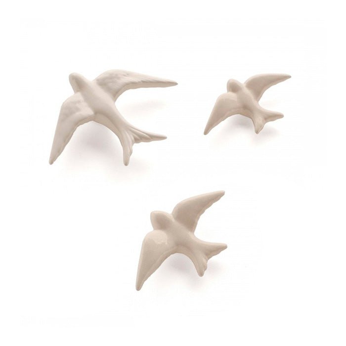 Ceramic Swallows White (Set of 3)