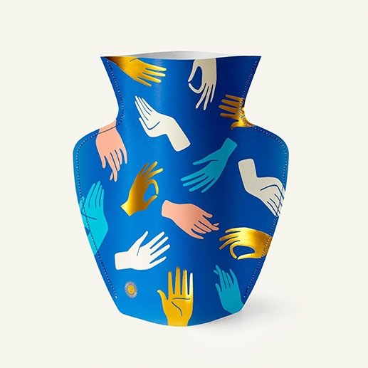 Paper Vase Hamsa Blue