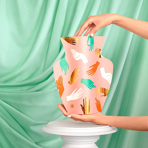 Paper Vase Hamsa Pink
