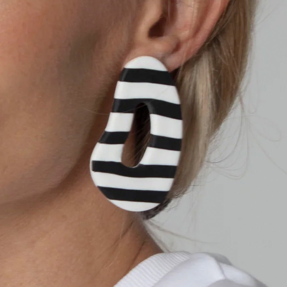 Striped Egg Earrings