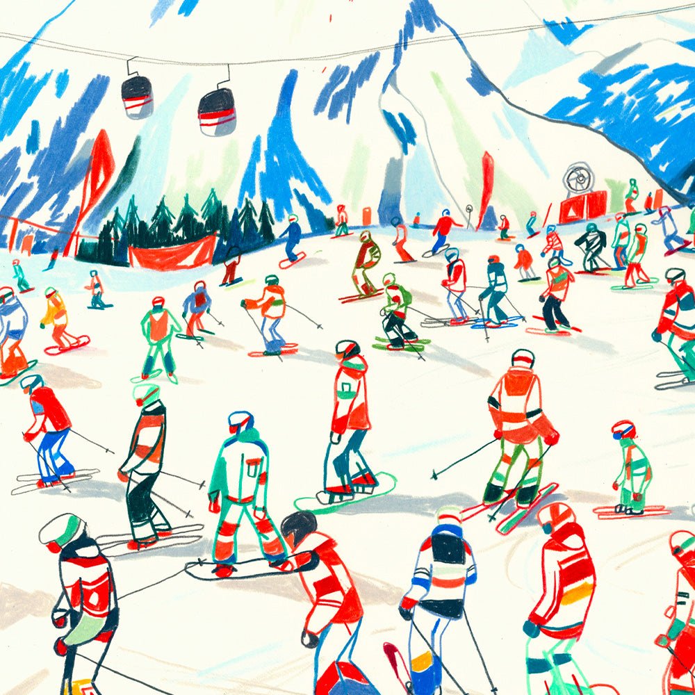 Kronplatz Ski Season Giclée Print A4