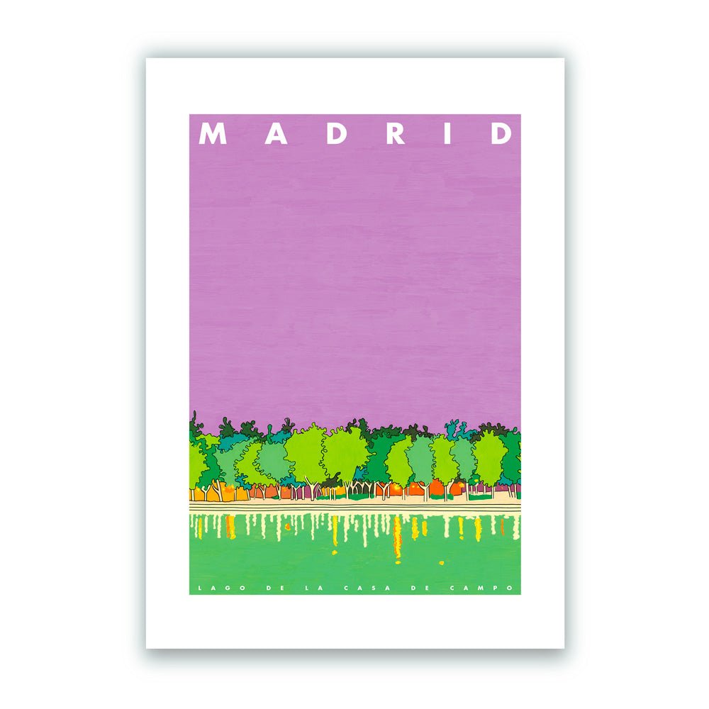 Madrid - Lago de la Casa de Campo Giclée Print A4