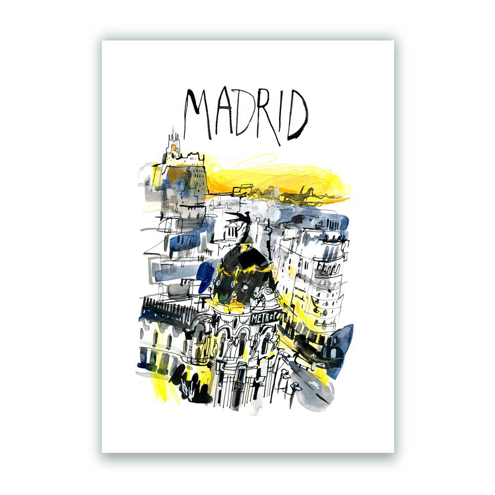Madrid Gran Vía Atardecer Letras Impresión Giclée A5