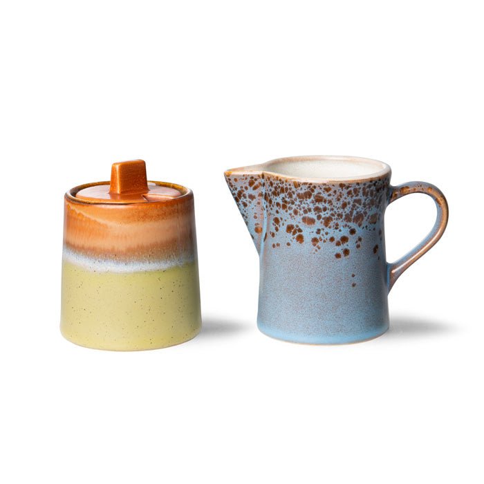 70s Ceramics Milk Jug & Sugar Pot Multicolor