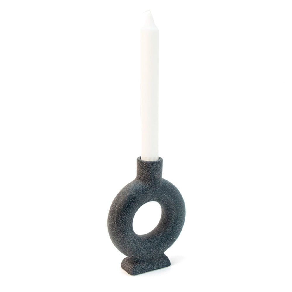 Oval Ceramic Candle Holder Black