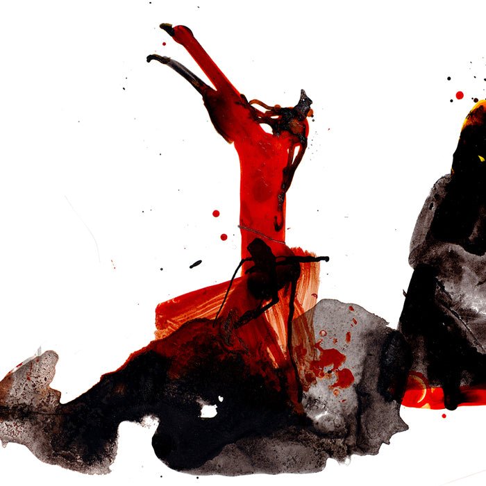 Pareja de Bailadoras de Flamenco Giclée Print A4
