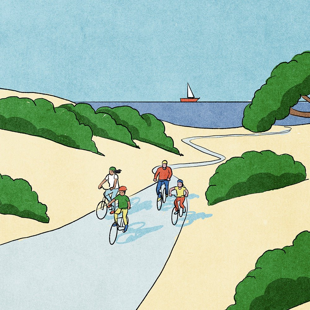 Bike Ride Through the Dunes Giclée Print A4