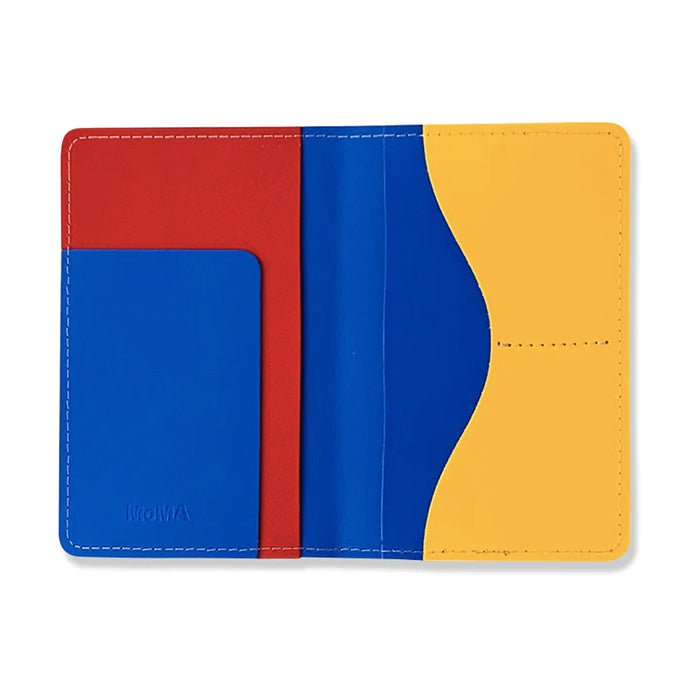 Recycled Leather Passport Holder (blue / red)