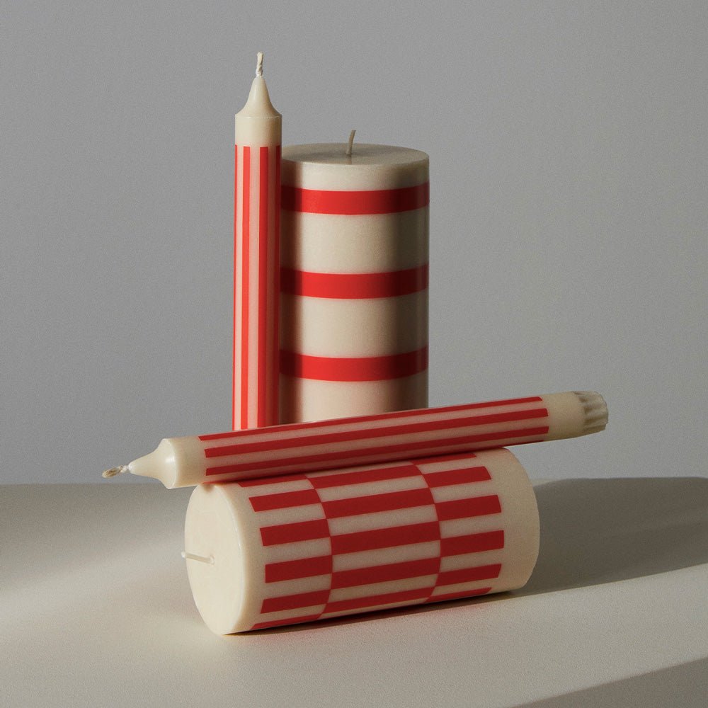 Pattern Candle Off-White & Red