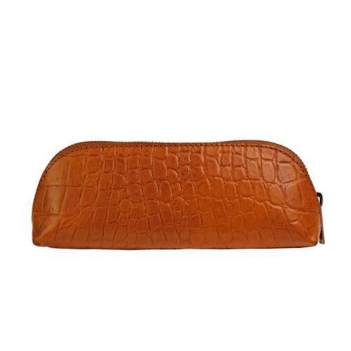 Pencil Case Large Cognac Croco Classic Leather