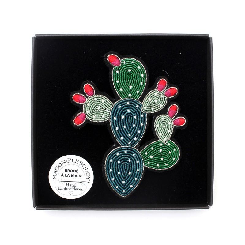 Prickly Pear Cactus Hand-Embroidered Brooch