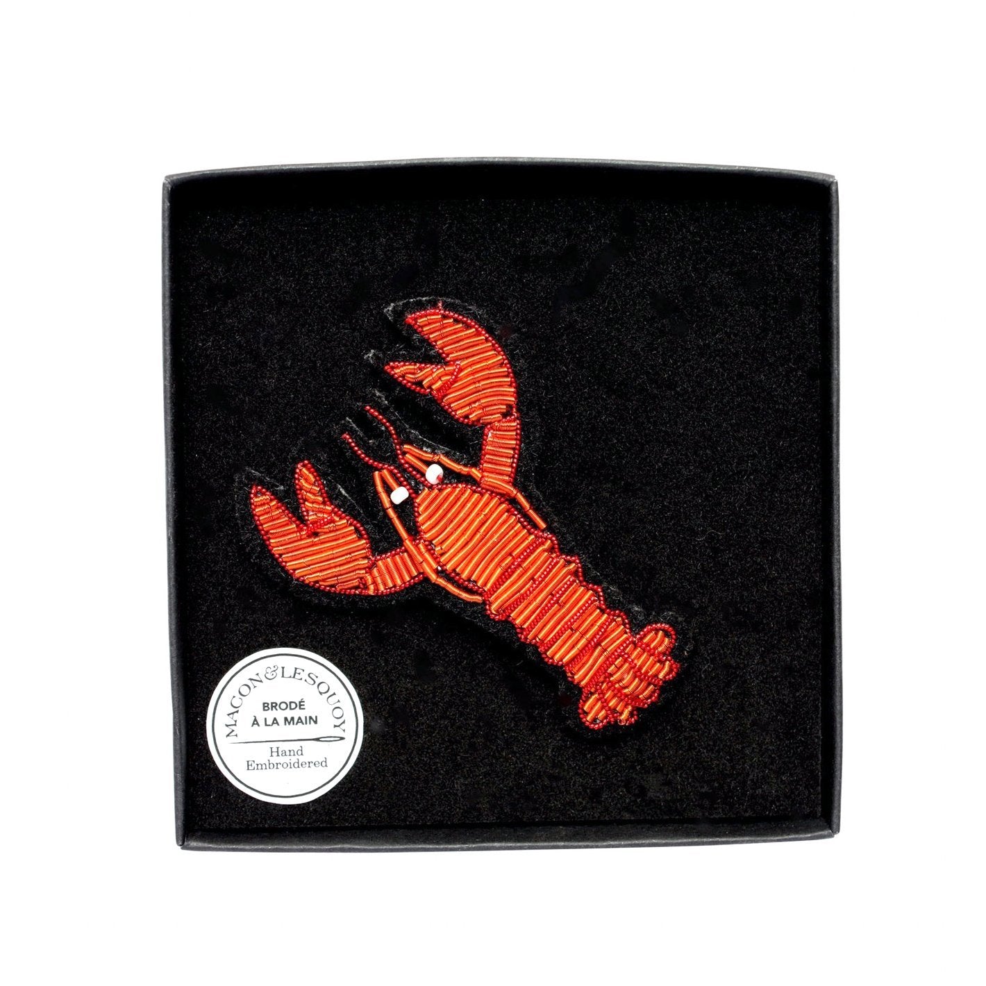 Orange Lobster Hand-embroidered Brooch