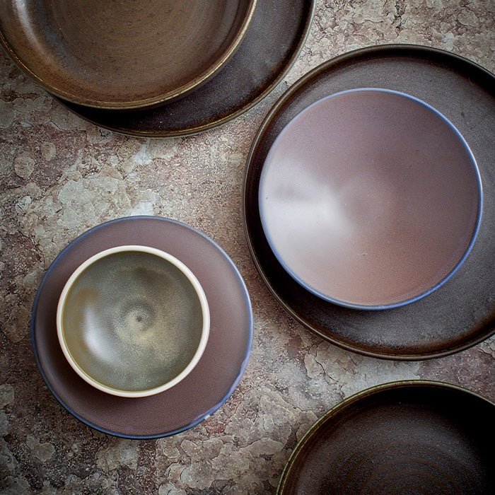 Home Chef Ceramics Assiette Plate Gris/Vert